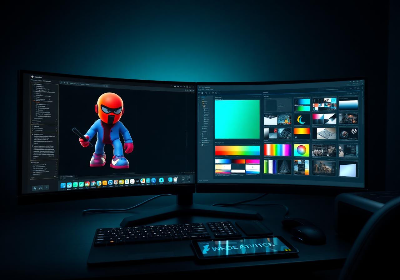 Digitales Design und 3D-Modelle auf einem Monitor