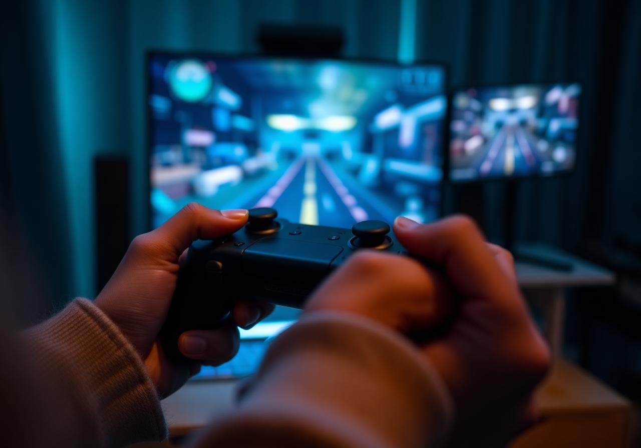 Gaming-Controller und Smartphone während des Testings